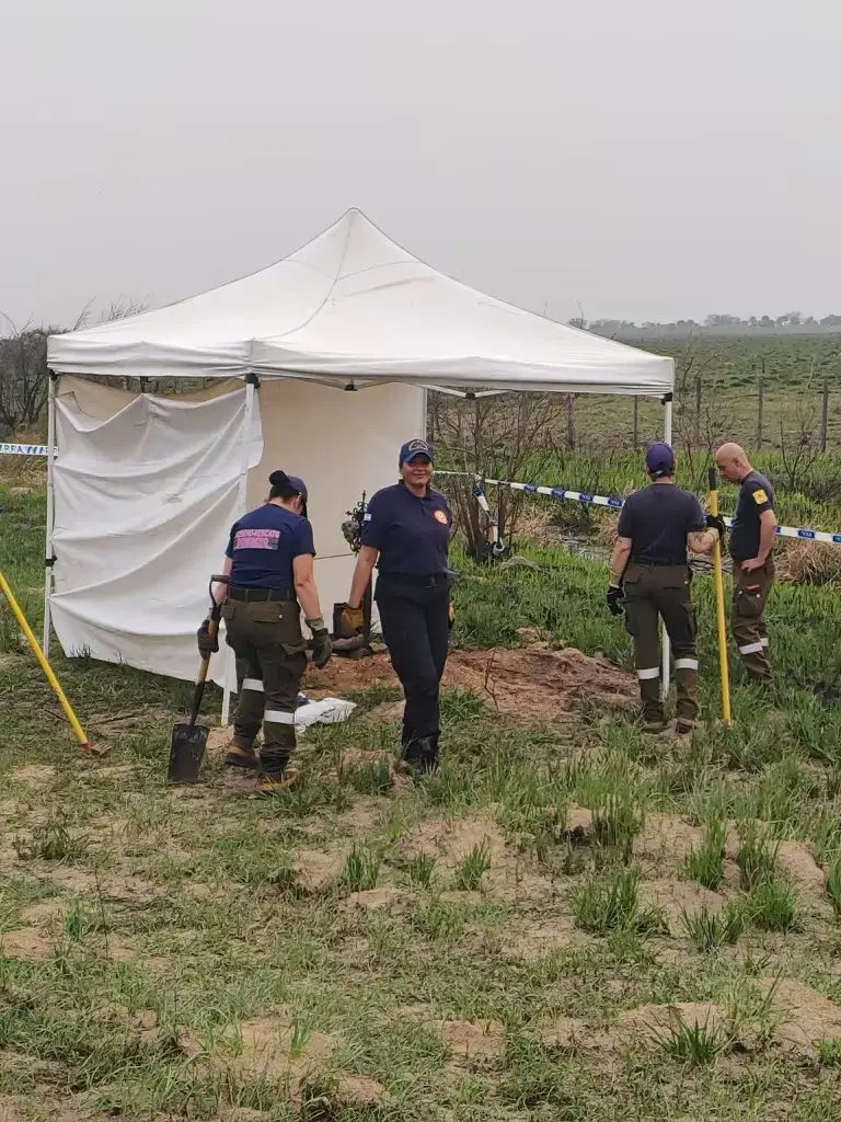 Caso Loan: realizaron pericias en un monolito con la tierra removida cerca de la rotonda de 9 de Julio