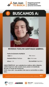 Intensa búsqueda en San Juan: buscan a un joven de 26 años desaparecido desde el 6 de agosto