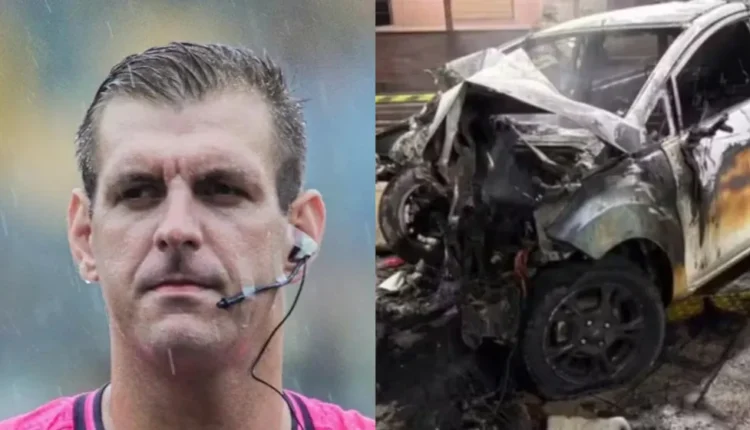 Un árbitro de fútbol murió en un accidente: su auto chocó contra un muro y se prendió fuego