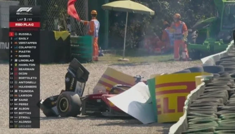Tensión en Monza: Leclerc chocó a alta velocidad y provocó una bandera roja en el GP de Italia