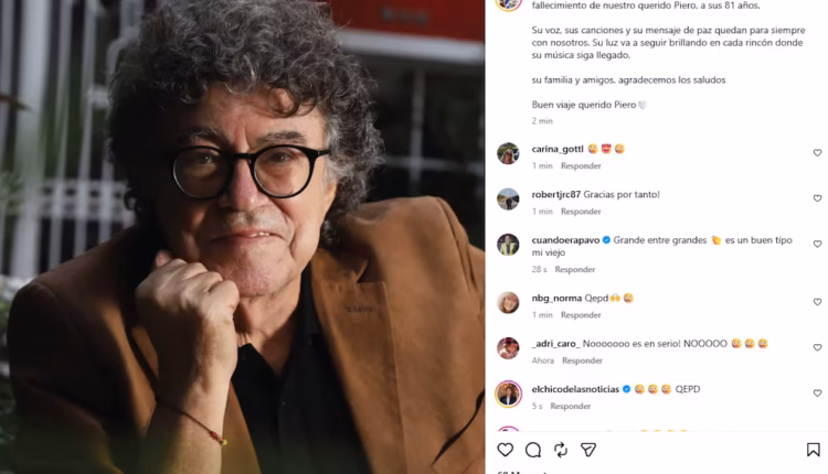 A los 81 años murió Piero, el cantante de “Mi viejo” y referente de la canción popular