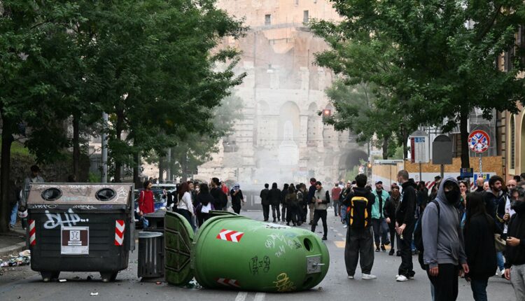 Violentas protestas en Italia: manifestantes marcharon contra el gobierno de Meloni y hubo enfrentamientos con la policía